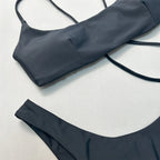 Maillot de bain brésilien deux pièces à lacets pour femmes
