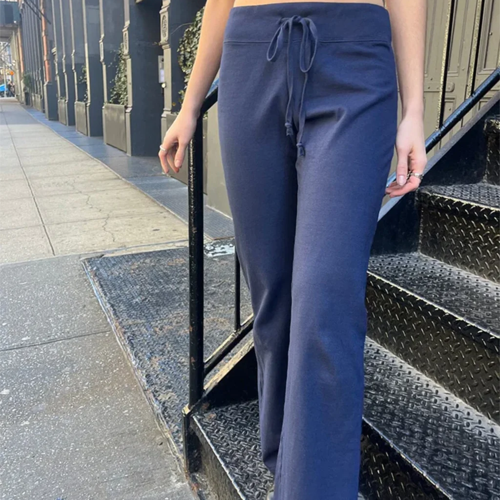 Pantalon de survêtement taille haute à ourlet brut pour femmes