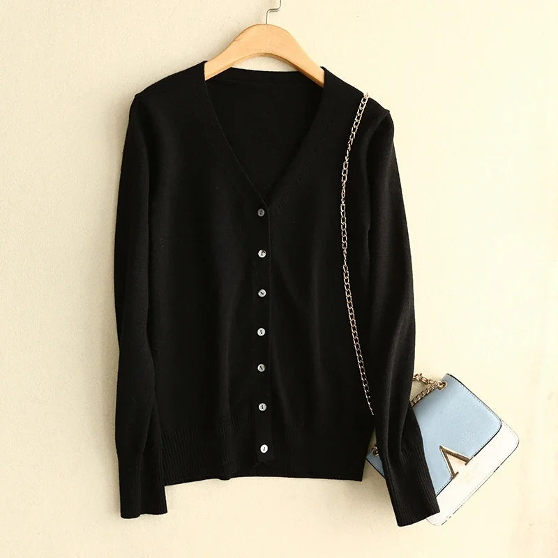 Cardigans à simple boutonnage et col en v pour femmes