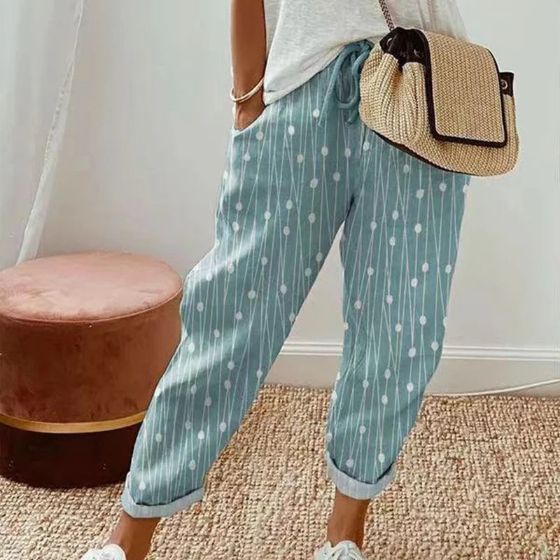 Pantalon vintage à imprimé floral pour femmes