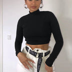 T-shirt dos nu à manches longues pour femmes