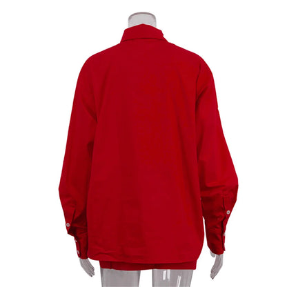 Ensemble femme rouge chemise et mini-jupe