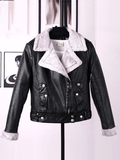 Veste motard femme décontractée en simili cuir