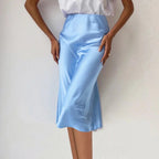 Jupe longue en Satin de soie pour femmes