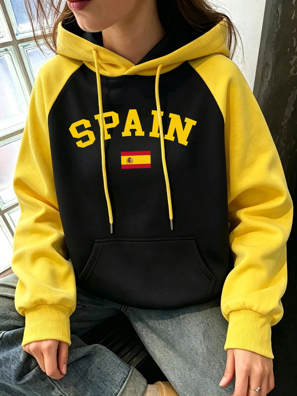 Sweat-shirts à capuche avec imprimés drapeau espagnol pour femmes
