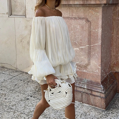 Robe Romantique Femme – Volants et Épaules Dénudées