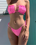 Maillot de bain deux pièces rose sexy pour femmes