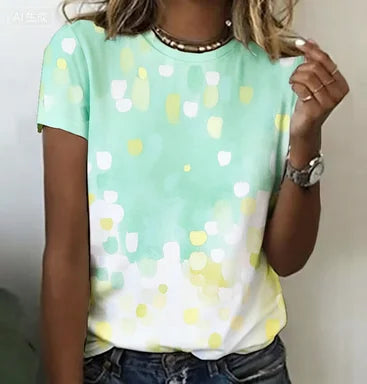 T-shirt à manches courtes et col rond pour femmes