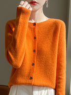 Cardigan basique à col rond pour femmes