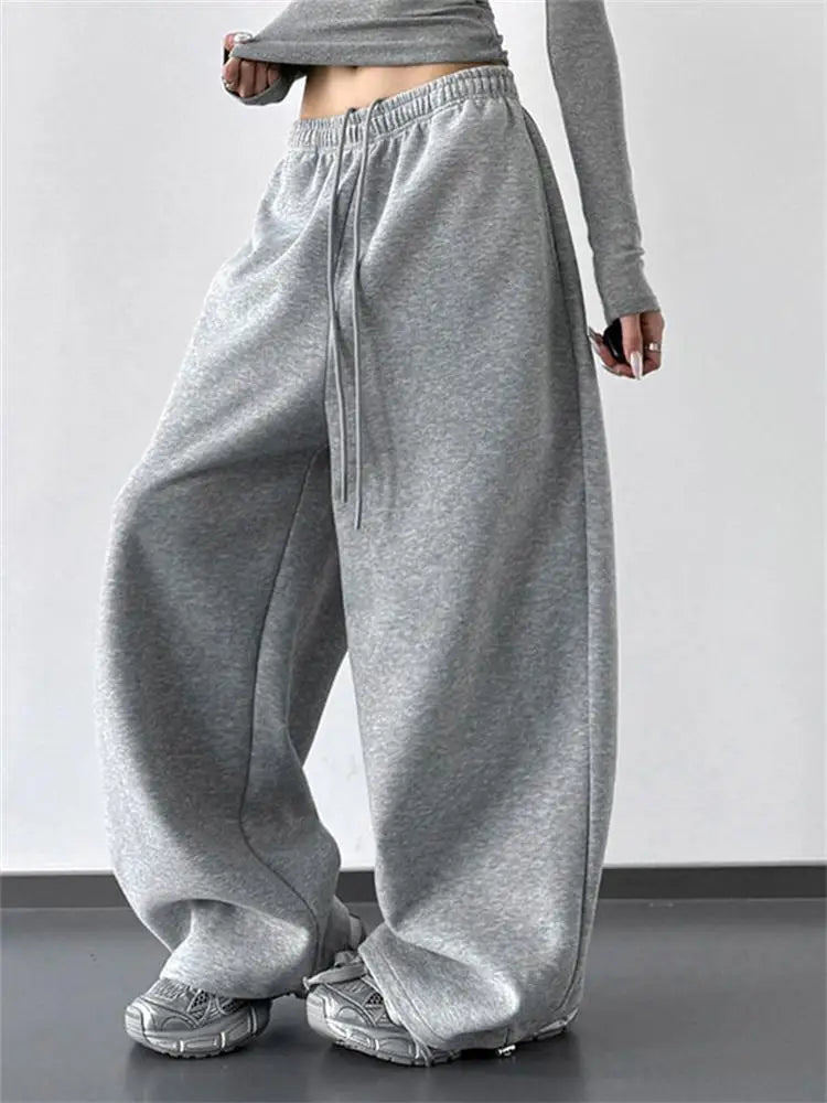 Pantalon de Jogging Large Taille Haute – Style Décontracté