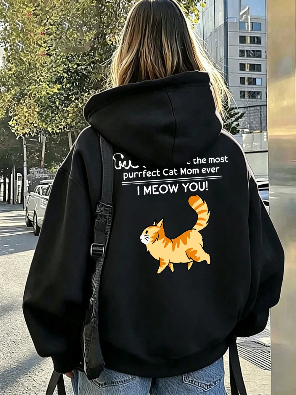 Sweat-shirts à capuche imprimés « Funny Cat Mom I Meow You » pour femmes