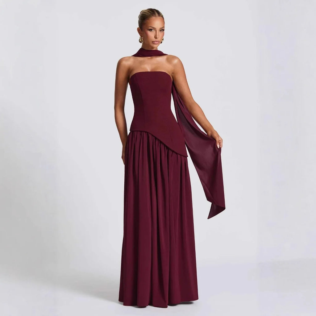 Robe longue tube fendue à la taille haute, pour femmes