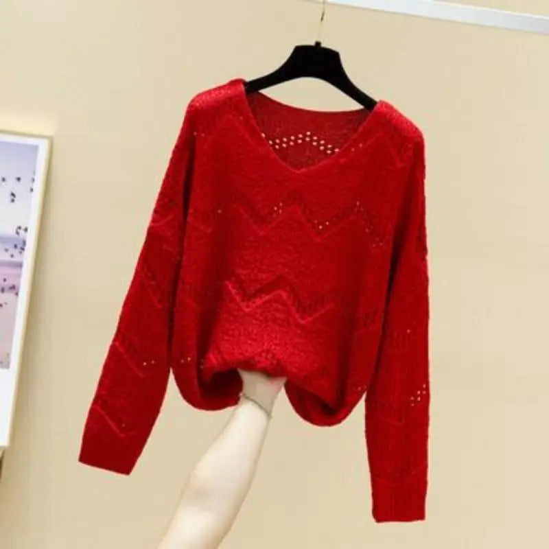 Pulls creux à col en V pour femmes