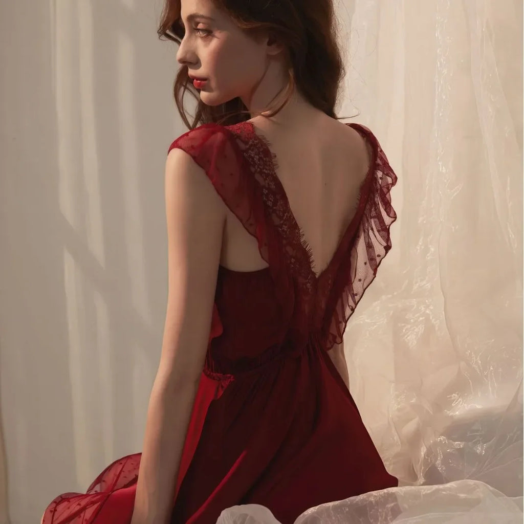 Chemise de nuit d'été sexy en dentelle fine pour femmes