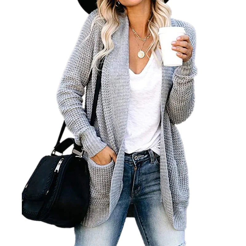 Cardigan long côtelé pour femmes