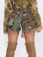 Short en jean taille haute pour femmes