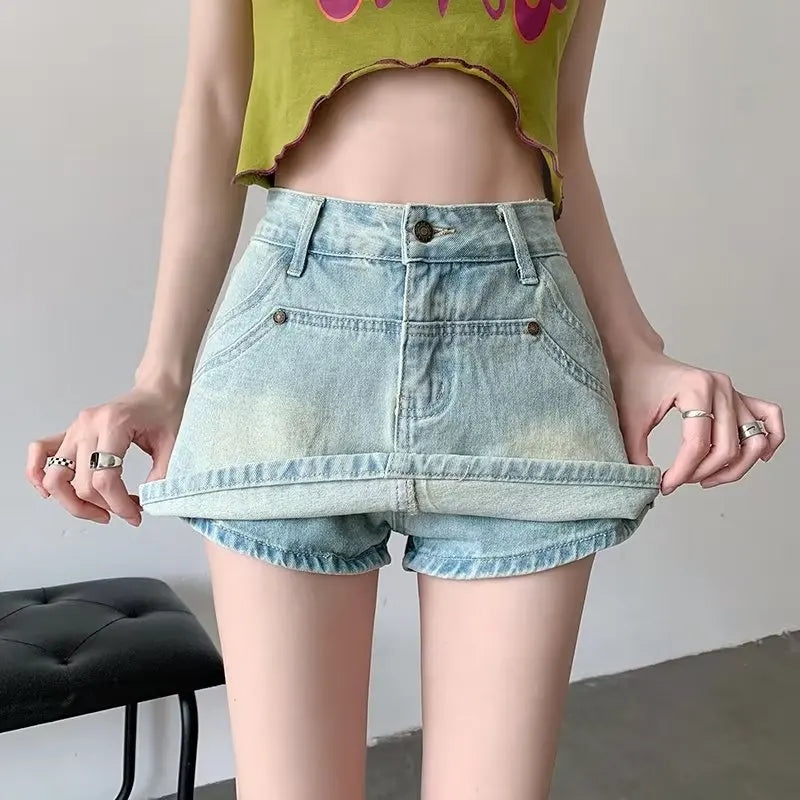 Jupe-culotte mini taille haute pour femmes