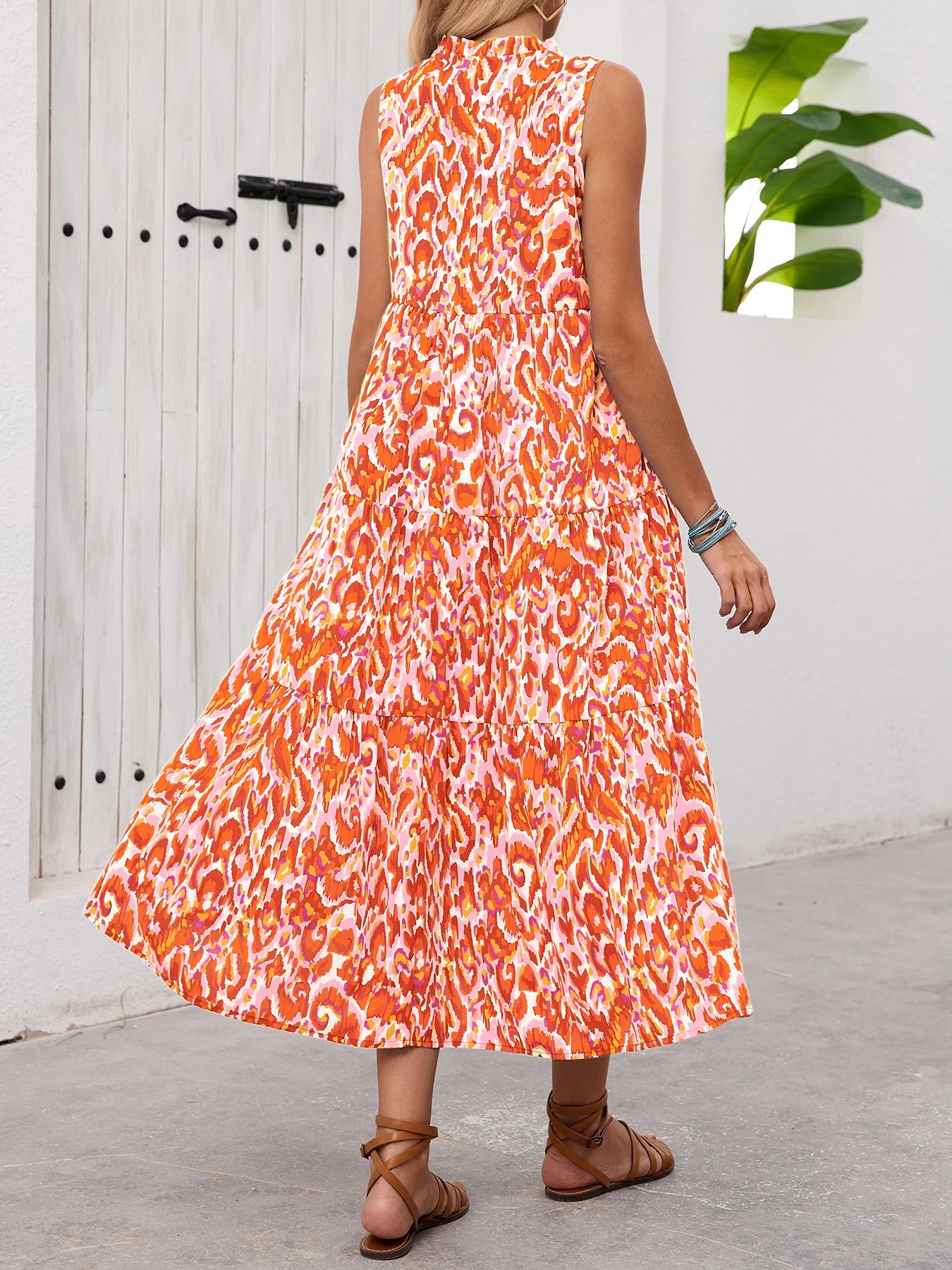 Robe sans manches à col en V pour femmes