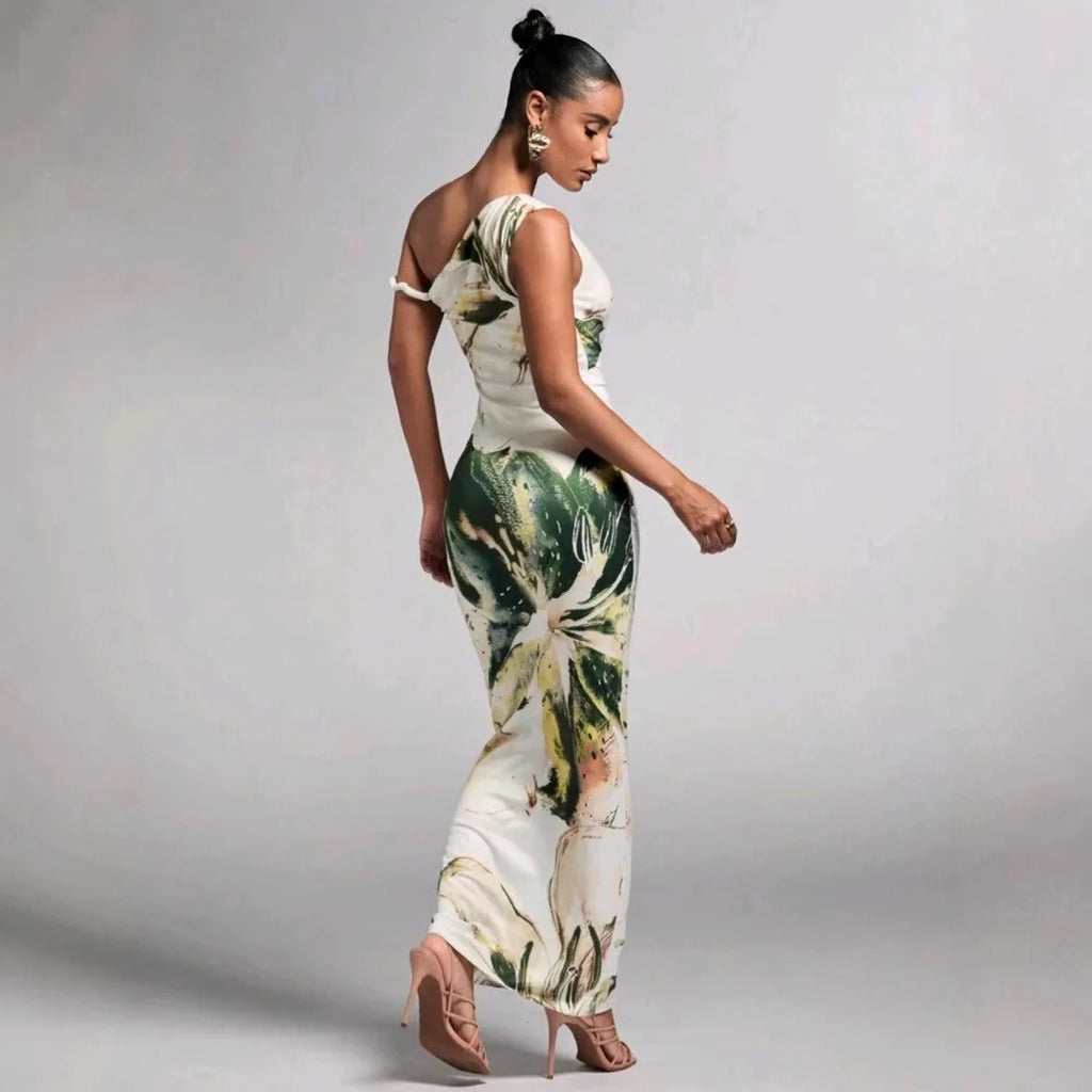 Robe longue décontractée à imprimé floral, sans manches pour femmes