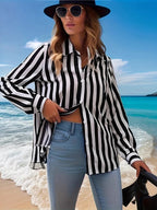 Chemise à manches longues rayé pour femmes