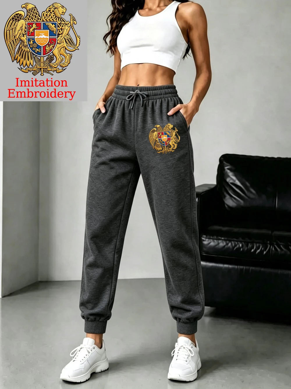 Pantalon de jogging imprimé emblème arménien pour femmes