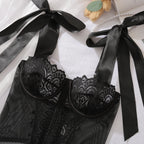 Corset en dentelle brodée de fleurs pour femmes