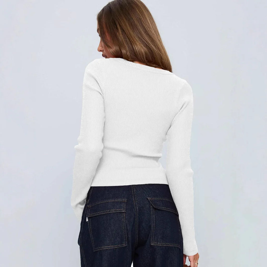 Cardigan à manches longues et col en v pour femmes
