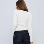 Cardigan à manches longues et col en v pour femmes