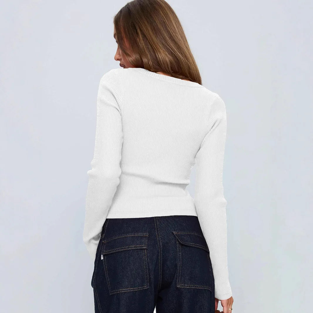 Cardigan à manches longues et col en v pour femmes