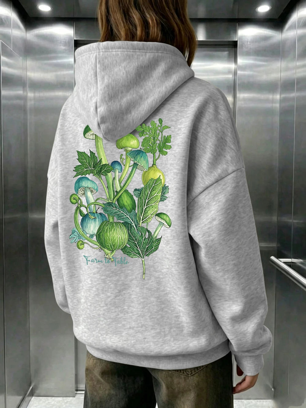 Sweat-shirts à capuche imprimés Farm To Table pour femmes