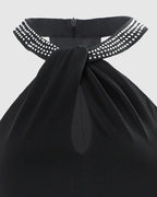 Robe à épaules dénudées incrustée de diamants pour femmes