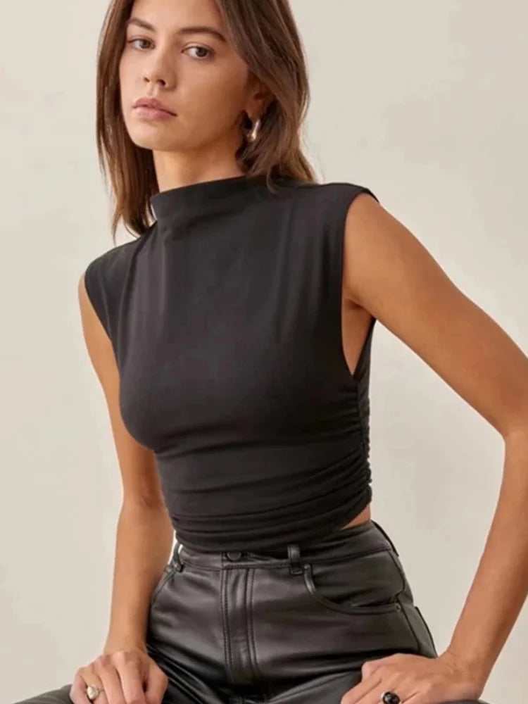 Débardeur Col Roulé Femme – Coupe Courte