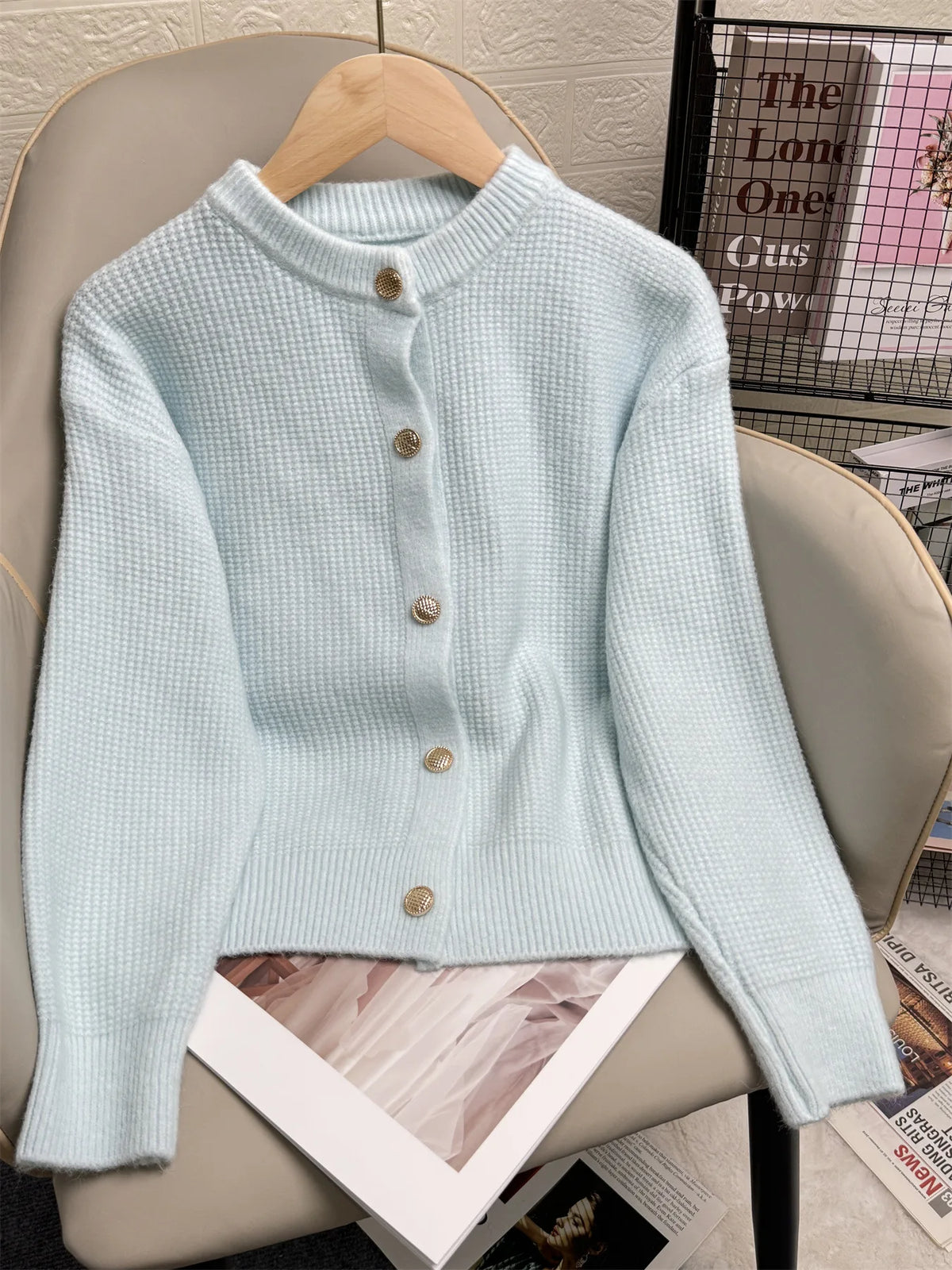 Gilet en Maille Uni Femme – Style Décontracté