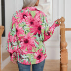 Chemise à manches longues imprimé patchwork pour femmes