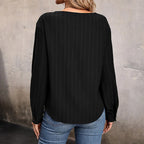 Pull décontracté à manches longues et col en V pour femmes