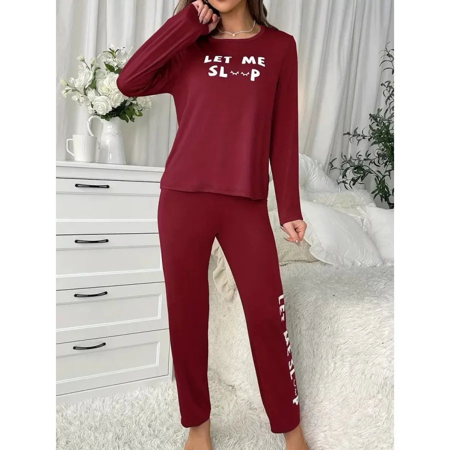 Pyjama Deux Pièces à Manches Longues avec Inscription