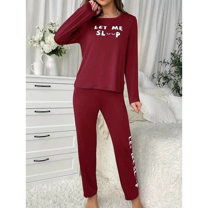 Pyjama Deux Pièces à Manches Longues avec Inscription