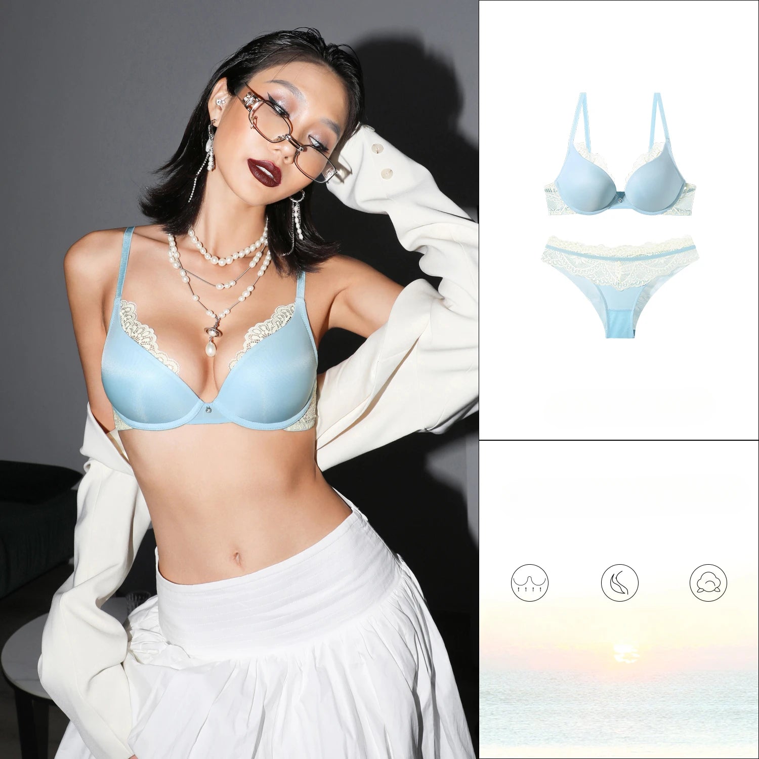 Ensemble de lingerie sexy en dentelle soutien-gorge push-up et culotte assortie pour femmes