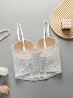 Soutien-gorge sexy en dentelle arête de poisson brodé pour femmes