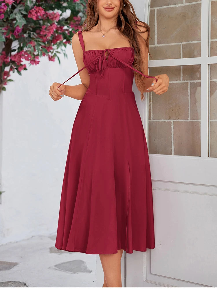 Robe Corset Midi Femme – Mousseline