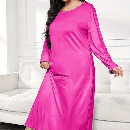 Robe de Nuit Mi-Longue Femme – Coupe Ample et Manches Longues