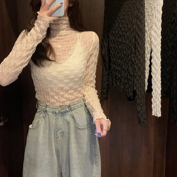 T-shirt en maille de dentelle pour femmes