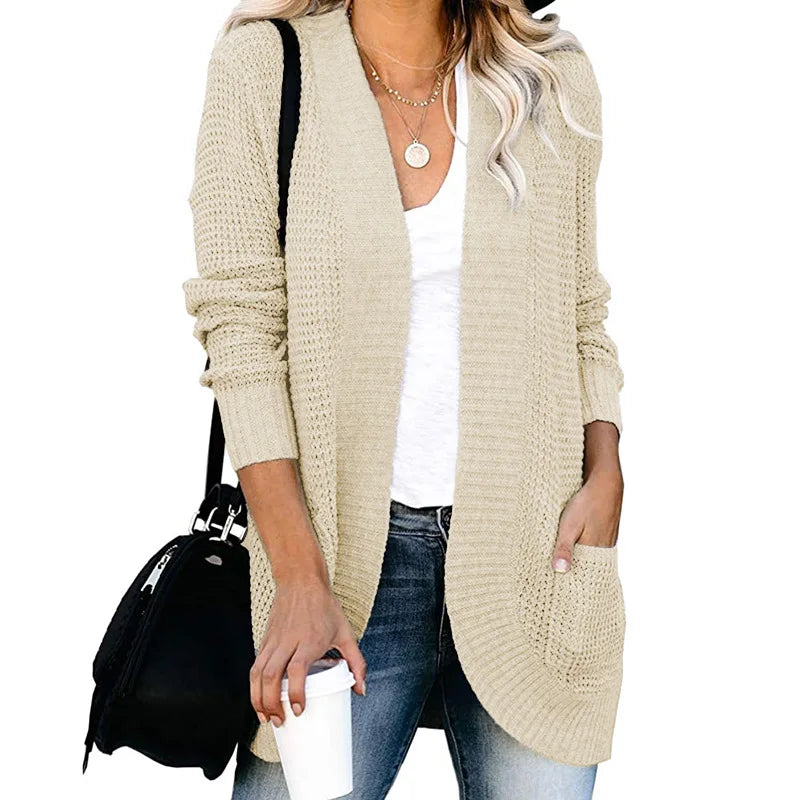 Cardigan long côtelé pour femmes