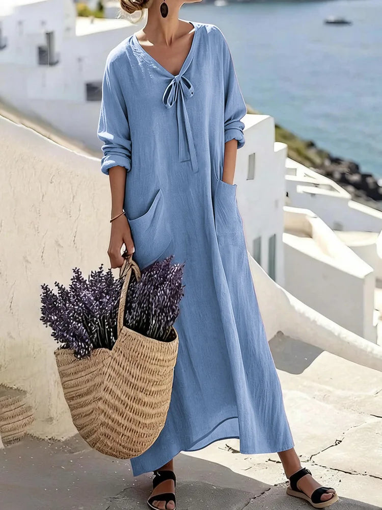 Robes longues décontractées de couleur unie pour femmes