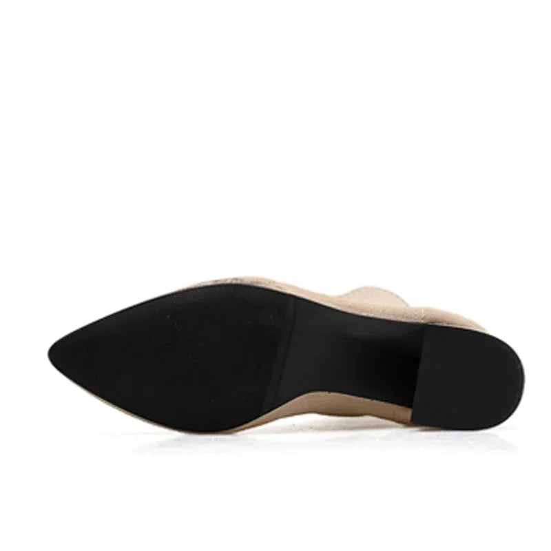 Bottines à talons carrés et bout pointu pour femmes
