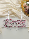 Soutien-gorge brodé de belles fleurs pour femmes