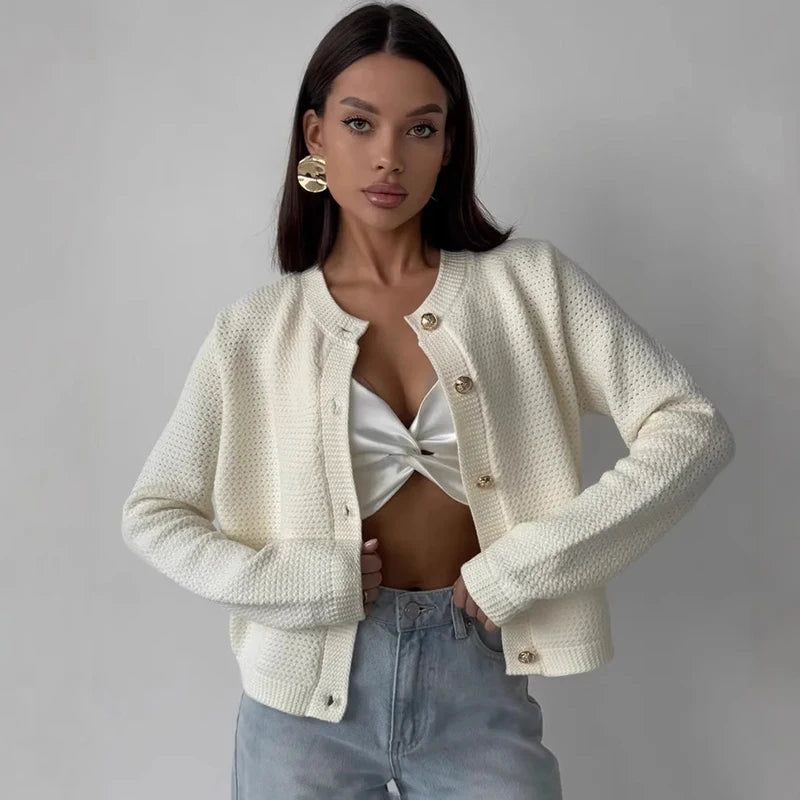 Gilet uni décontracté en maille pour femmes
