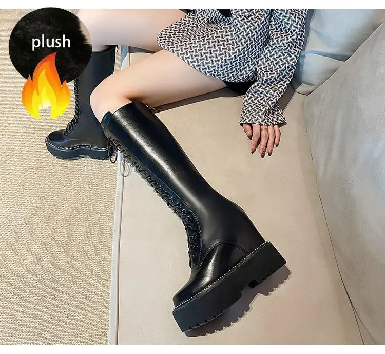 Bottes à semelle compensée en polyuréthane pour femmes
