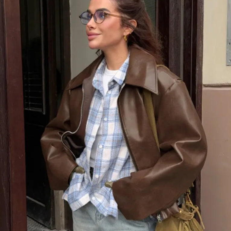 Veste en cuir ample et tendance pour femmes