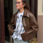 Veste en cuir ample et tendance pour femmes